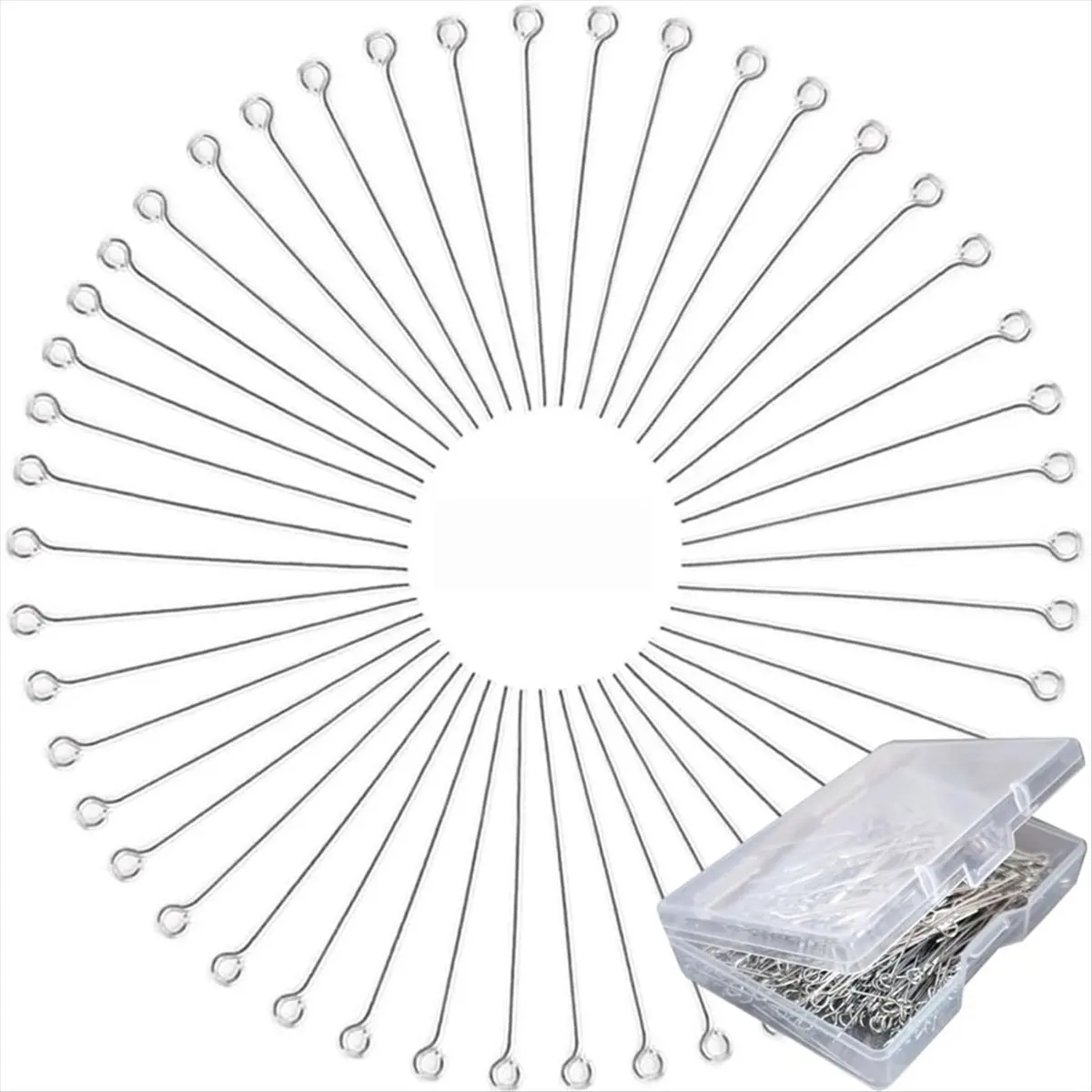 Budget-Friendly-Hot 300 Pcs 1.6 Inch 304 Stainless Steel Open Eye Pins Headpins for Jewelry Necklace Making
