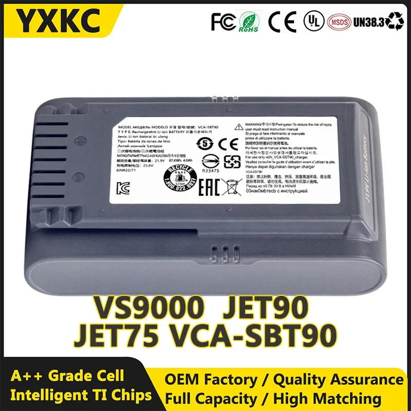 

YXKC VCA-SBT90 Battery For Samsung JET75 JET90 JET90E VS9000 Dust Collector Battery VS20R9074S2 VS20T7551P5 VS20R9078S2 21.9V