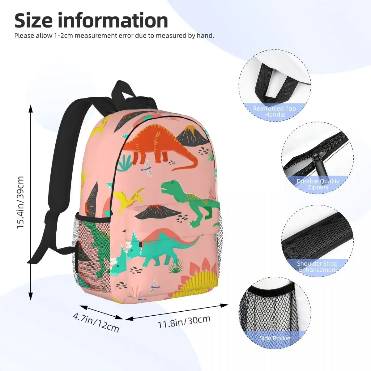 Jurassic Dinosaurs In Pink Backpacks Teenager Bookbag Cartoon Students School Bags Laptop Rucksack Shoulder Bag Large Capacity