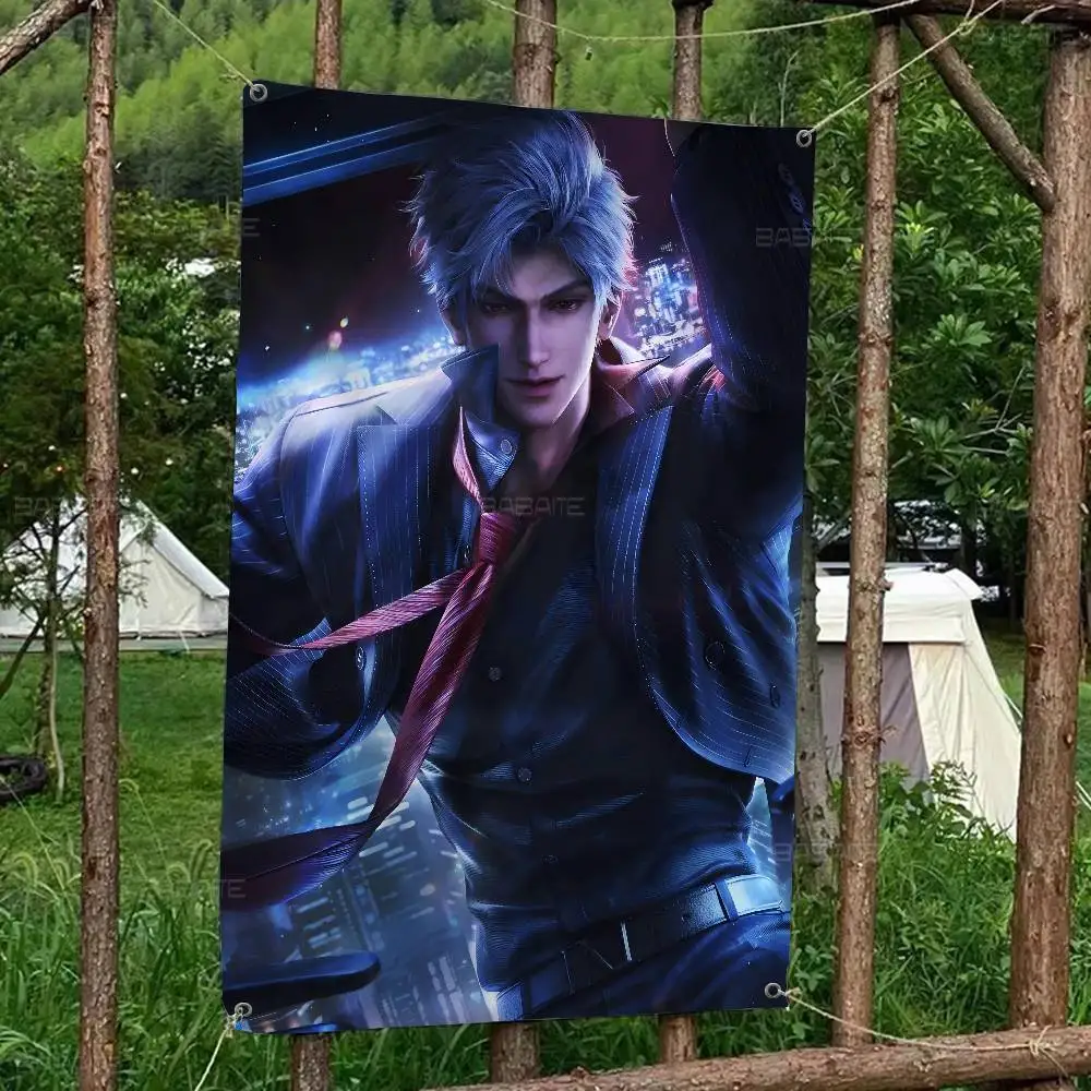 Juego amor y espacio profundo Sylus bandera de dibujos animados arte ciencia ficción habitación decoración del hogar colgante de pared decoración del hogar Banner