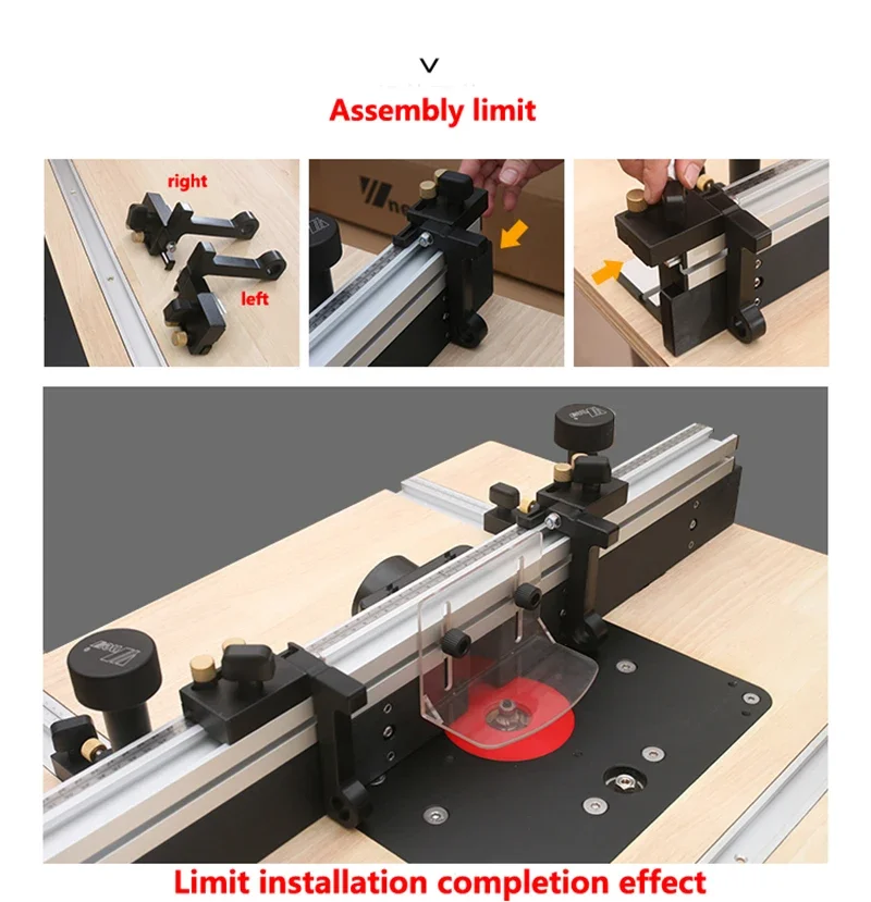 Deluxe Router Table Fence System 700mm Aluminium Profile T-tracks Sliding Fence with Bit Guard, Adjustable Stop and Dust Port