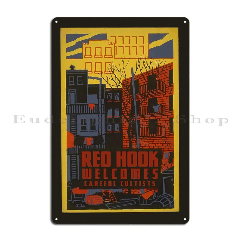 H P Lovecraft Travel Poster Red Hook The Horror At Red Hook Metal Plaque Poster Designs Wall Mural Customize Tin Sign Poster