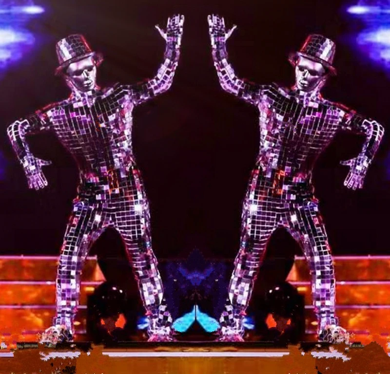 New Commercial Dance Team Male Actor Costume Interpretation Hall Performance Mirror Man One-piece Luminous Stage Costume DJ Bar