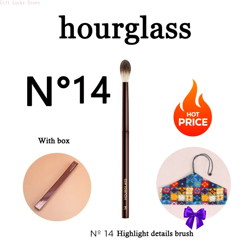 

Hourglass N°14 Detaie Setting Brush Professional and Easy-to-uselocal Highlighter Brushs Vegan Fiber Bristles & Aluminum Handle