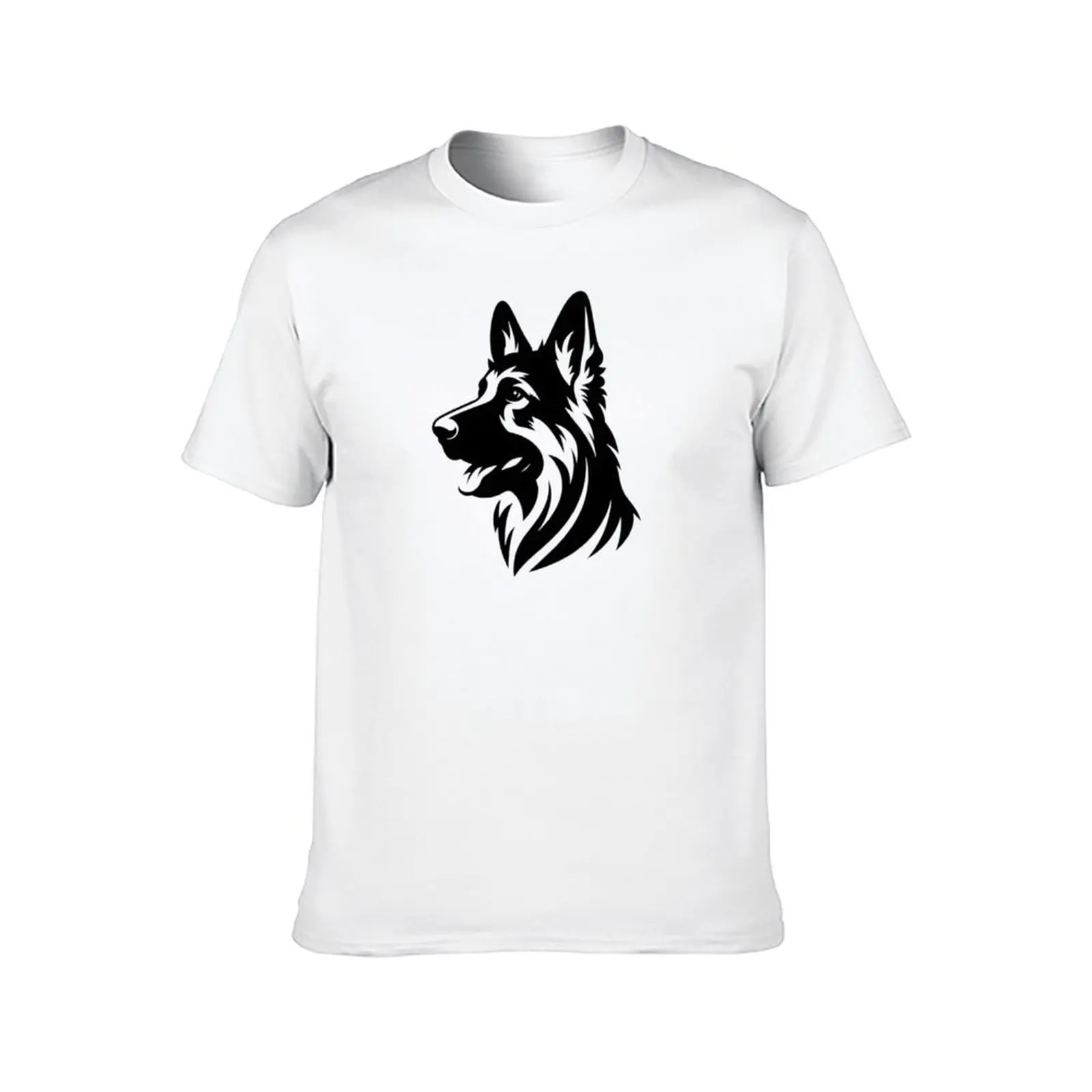 German Shepherd Pet Dog Silhoutte, Wild Animals, Minimalist Animal Silhoutte T-Shirt cotton tshirt 100%
