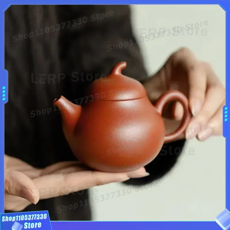 Large Capacity Purple Clay Teapot Modern Simple Pear Shape Orange Peel Texture Ancient Pottery Filter Hole Design for Tea