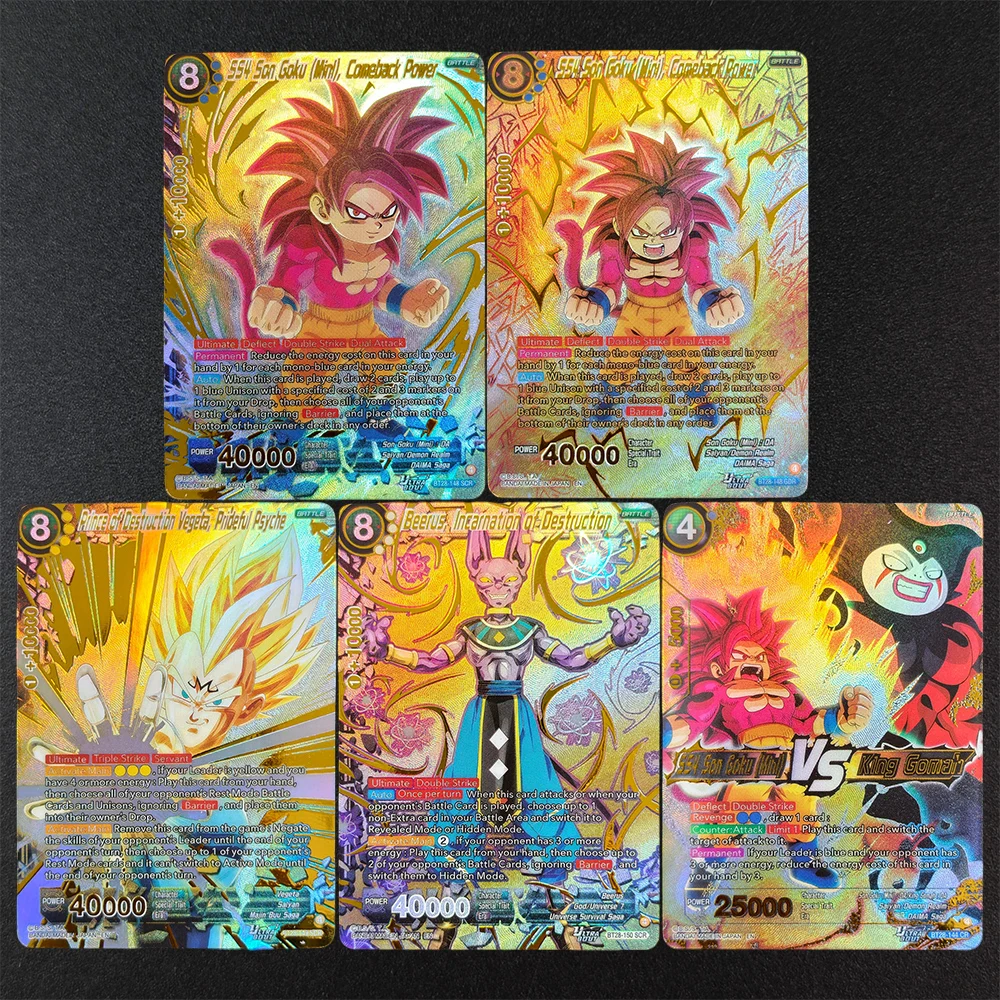Tarjeta de Juego DIY Proxy Dragon Ball Super Fusion World BT28 SS4 Son Goku Mini Comeback Power Príncipe de la Destrucción Vegeta Beerus