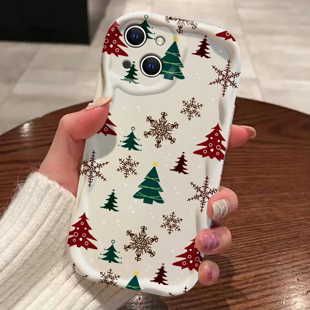 Casing Ponsel Pola Pohon Natal Mewah untuk Motorola Moto E14 G24 G75 G35 R13 G54 G34 G84 G53 G52 E22 Edge 50 Pro Ultra 4G 5G