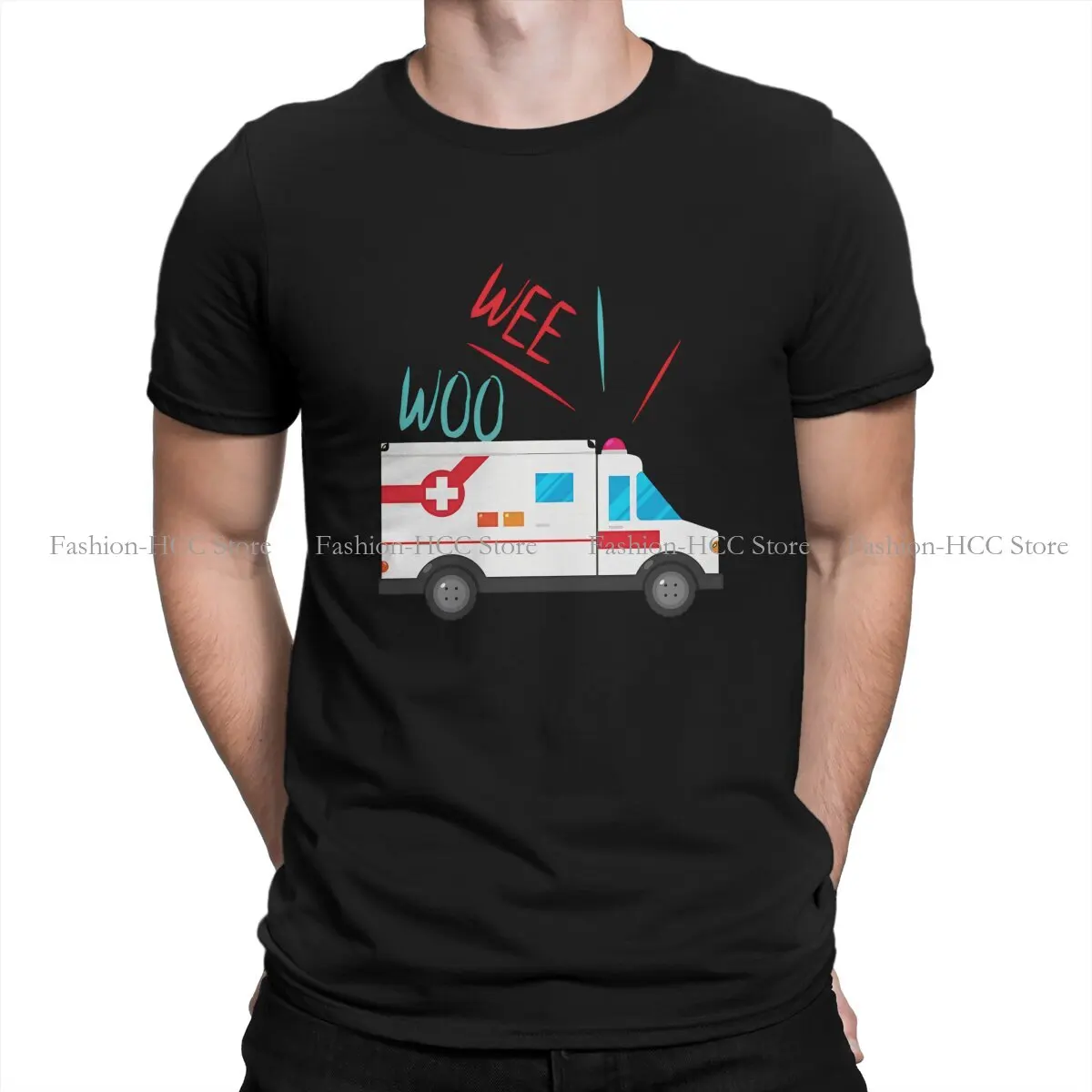 Ambulance Ambulances Polyester TShirts Wee Woo Cool Distinctive Men's T Shirt Hipster Clothing