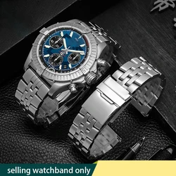 18mm 20mm 22mm 24 mm High Quality Stainless Steel Watchband For Breitling Watch Strap Man's Bracelet Push-Button  Hidden  Clasp