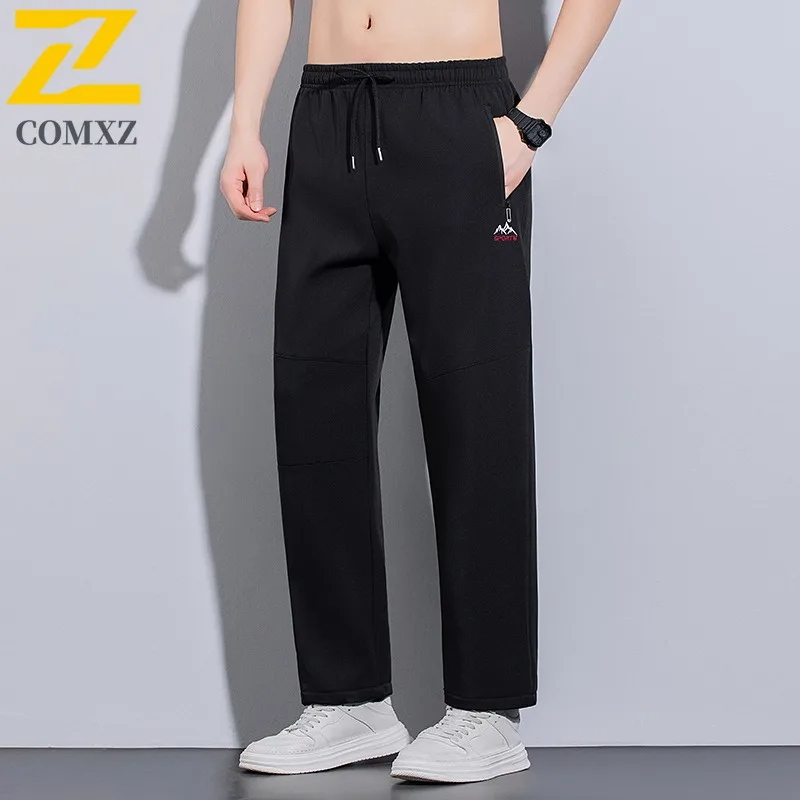 

Мужские повседневные брюки COMXZ из эластичного ледяного шелка, спортивные штаны с эластичным поясом на шнурке, мужские джоггеры, летние и весенние спортивные брюки