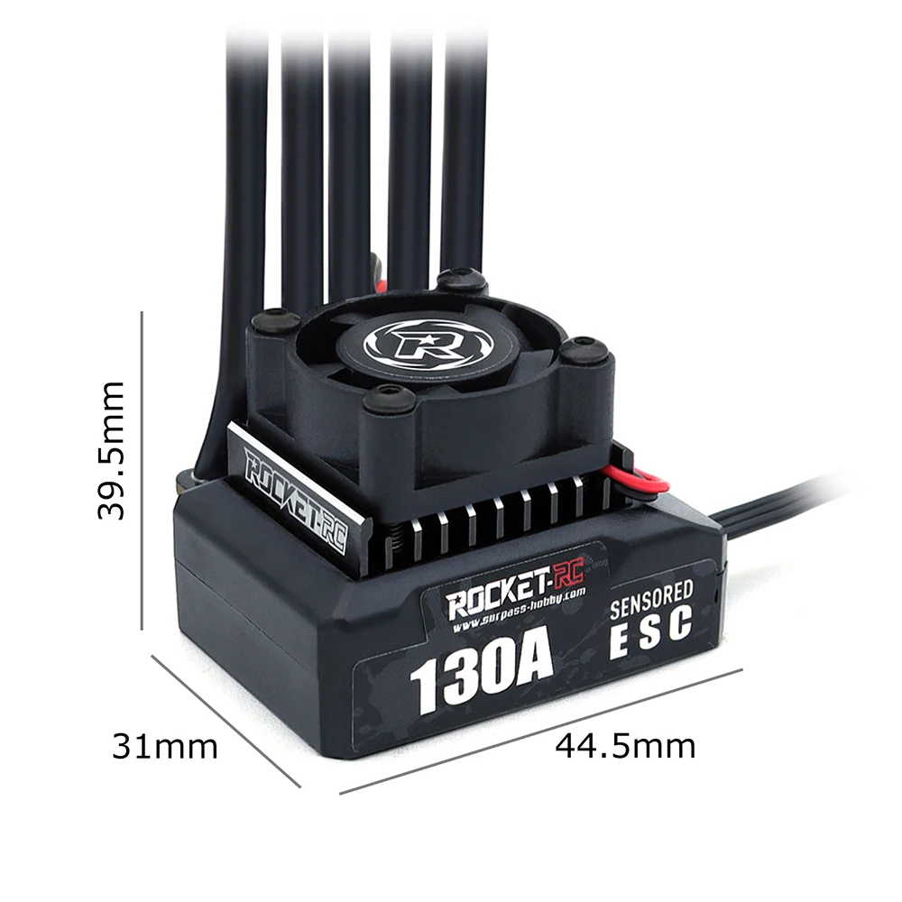 ROCKET-RC 130A Sensored Brushless ESC 6V/5A BEC mit Lüfter für 1/10 RC Car 380/390/540 Motor – Detail 5