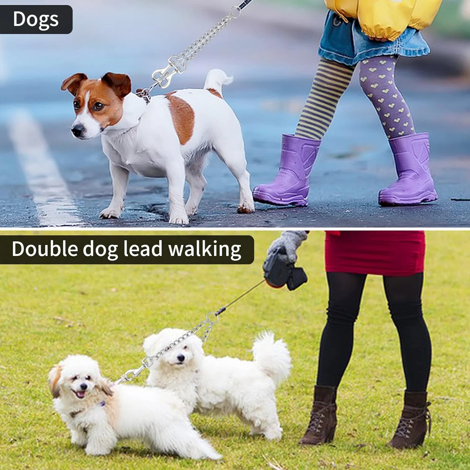Comfortable and Secure Sturdy Double Dog Leash Rope for Small Furry Friends - Premium Heavy-Duty Pet Chain Extension Splitter Le