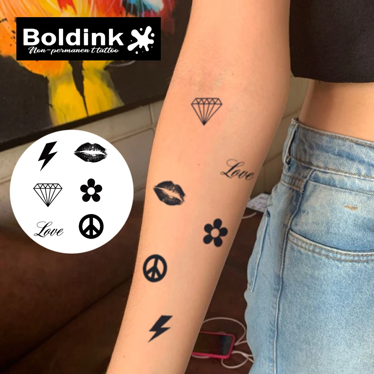 Love Sparks Boldink Temporary Tattoo,Lasts To 15 Days New Technology Magic Waterproof Semi Permanent Sticker.