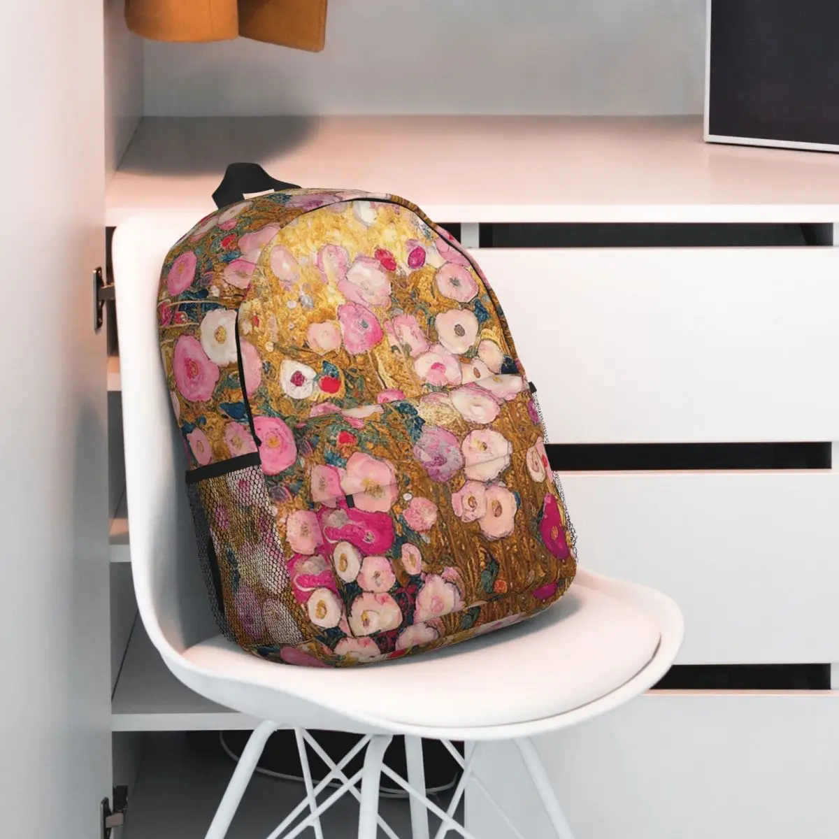 Gustav Klimt Pink Flower Garden Backpack Hot Sale Daypack Large Capacity Boys Girls BookBag Shoulder Bags Men Women School Bag