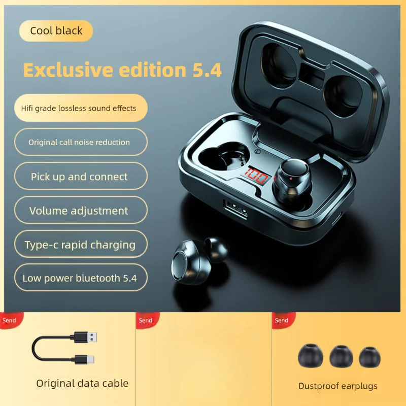 

HIFI Stereo TWS Wireless Bluetooth In-ear Earphones IPX7 Waterproof Noise Reduction Earsets With Digital Screen For Sport Music