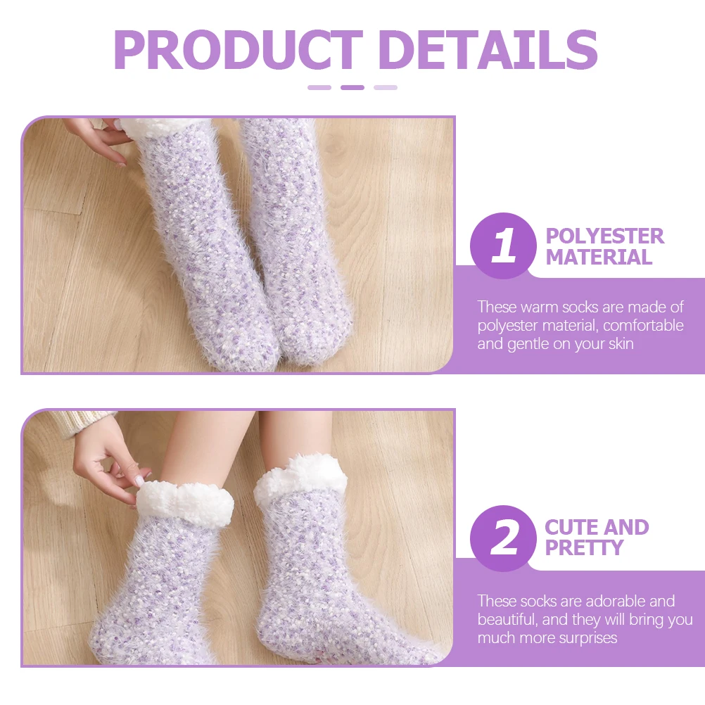 

Winter Thermal Fleece Lined Non- Floor Socks Household Bed Socks Warm Socks for Women Soft Comfortable Slipper Socks