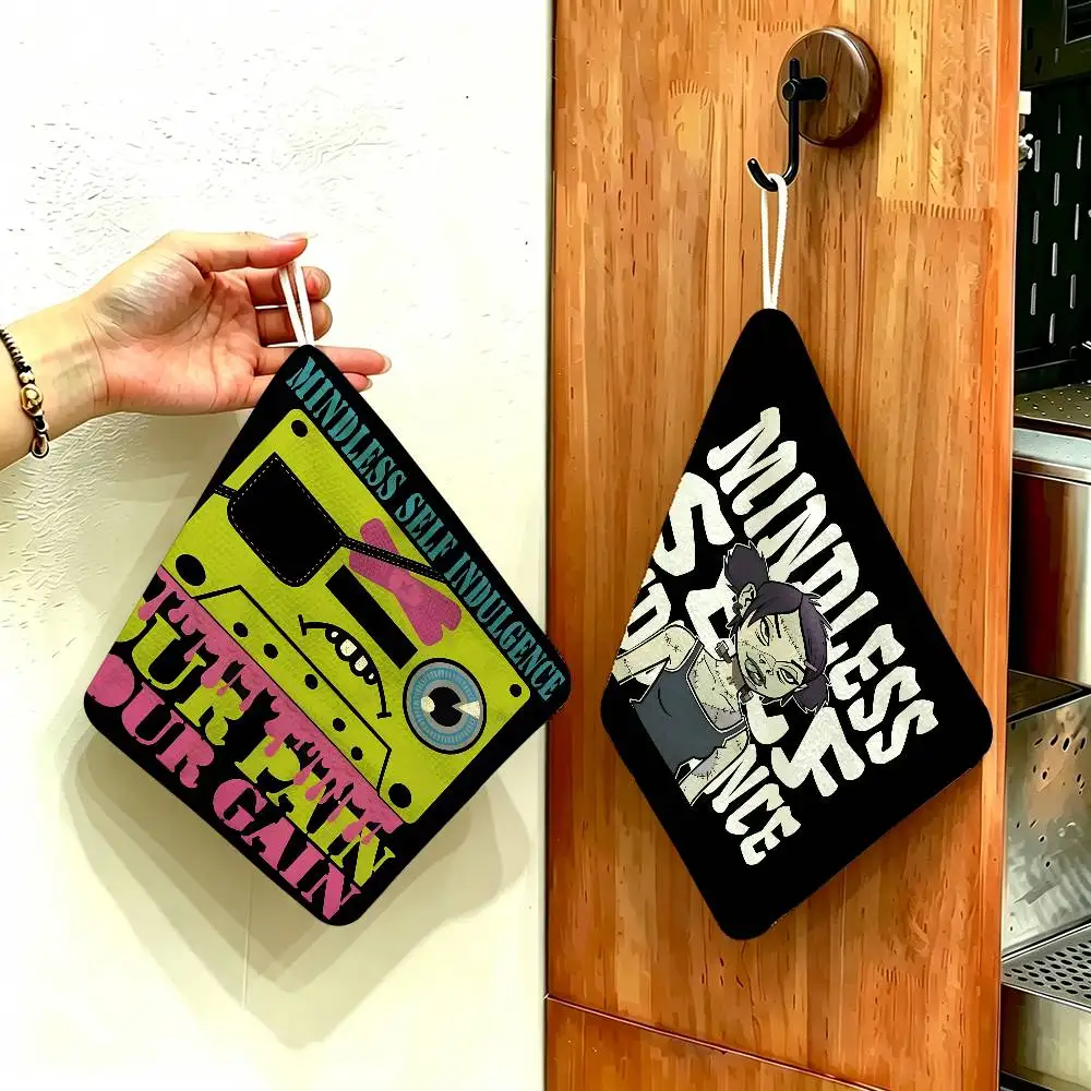 A-Mindless Self Indulgence-S Polyester Cotton Hanging Kitchen Towel, Skin Friendly Hand Wiping Towel for Hotel Cafe Household
