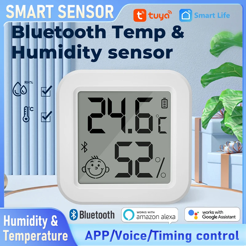 

Датчик температуры и влажности Tuya Bluetooth с ЖК-экраном, приложение для удаленного мониторинга умного дома Integra, работа с Alexa/Google Home