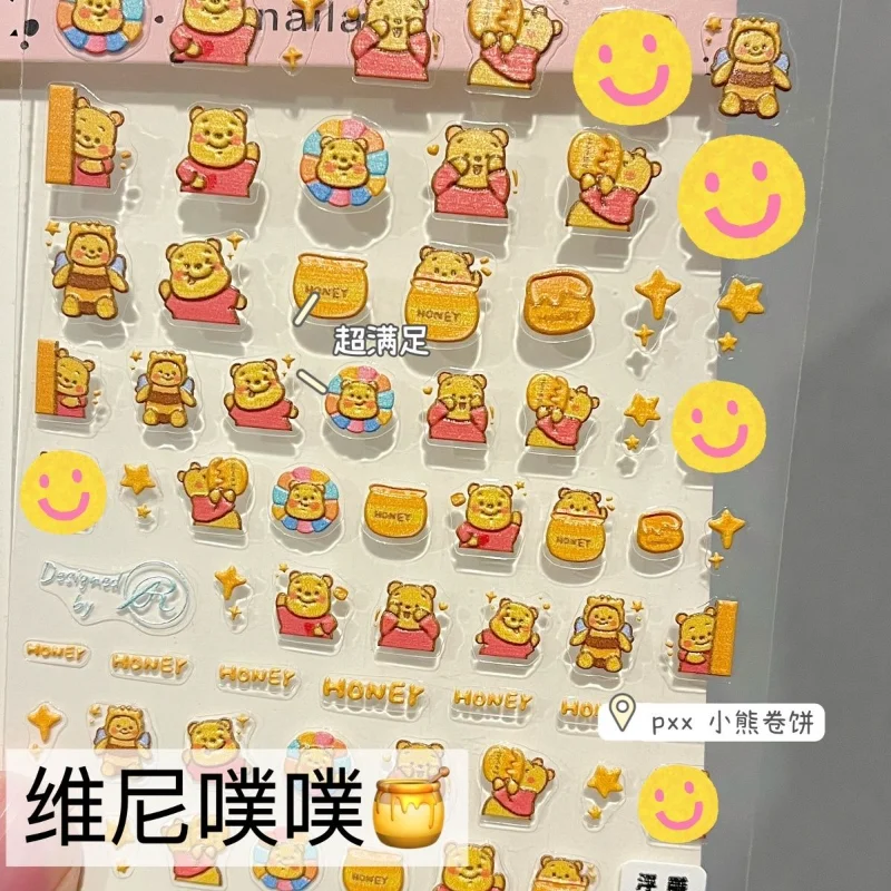 디즈니 애니메이션 만화 귀여운 위니 푸우 네일 장식 스티커 휴대 전화 쉘 워터 컵 수하물 장식 스티커