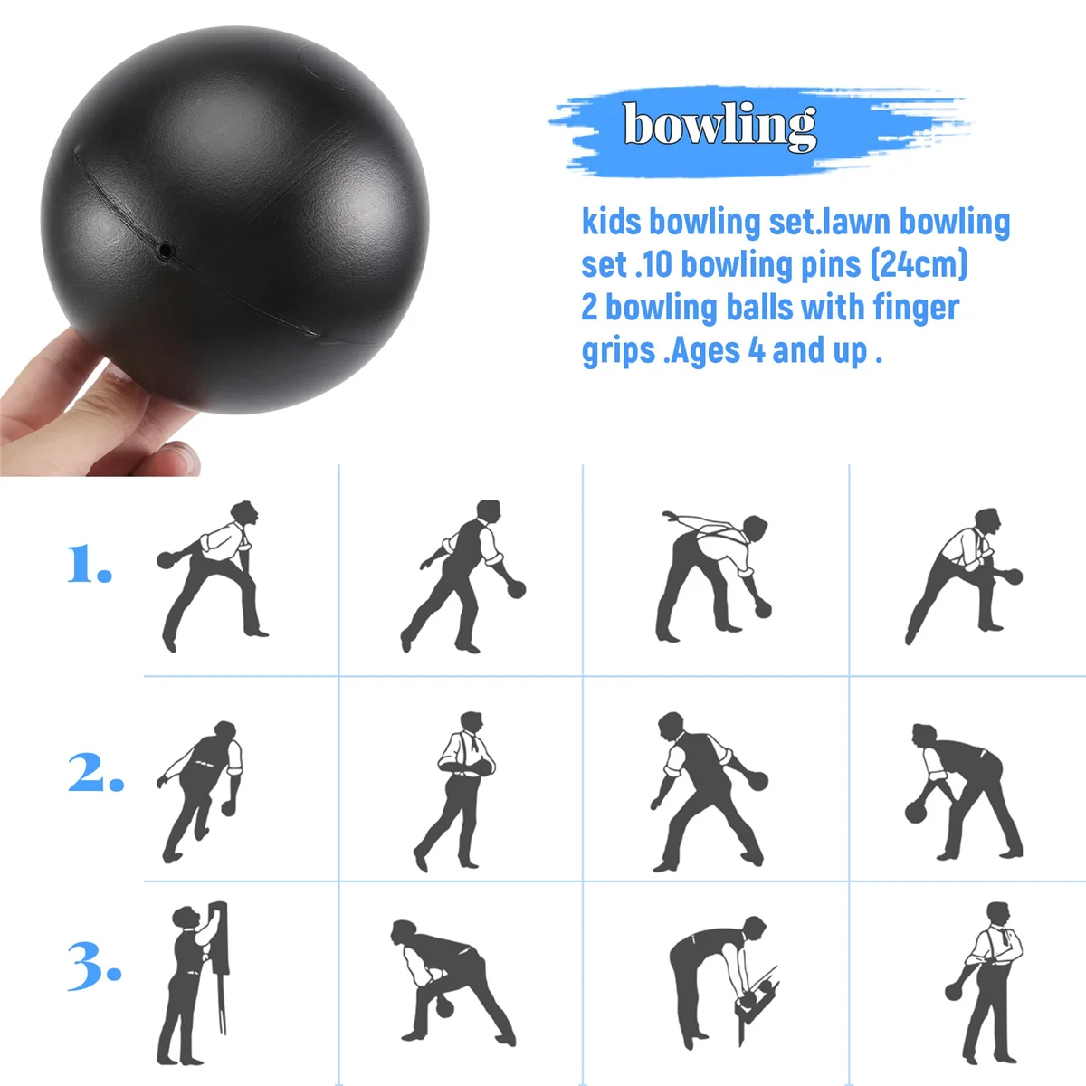 1 Set Bowling Set for Kids & Adults 2 Ball with 10 Pins for Family Kids and Adults Backyard Skittles HOT