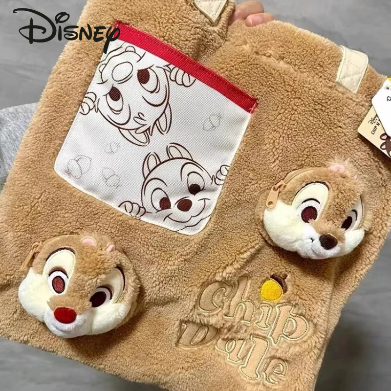 Disney Chichiti New Women's Handbag Cartoon Fashion Plush Women's Bag Luxury Brand Original Women's Shoulder Bag Large Capacity