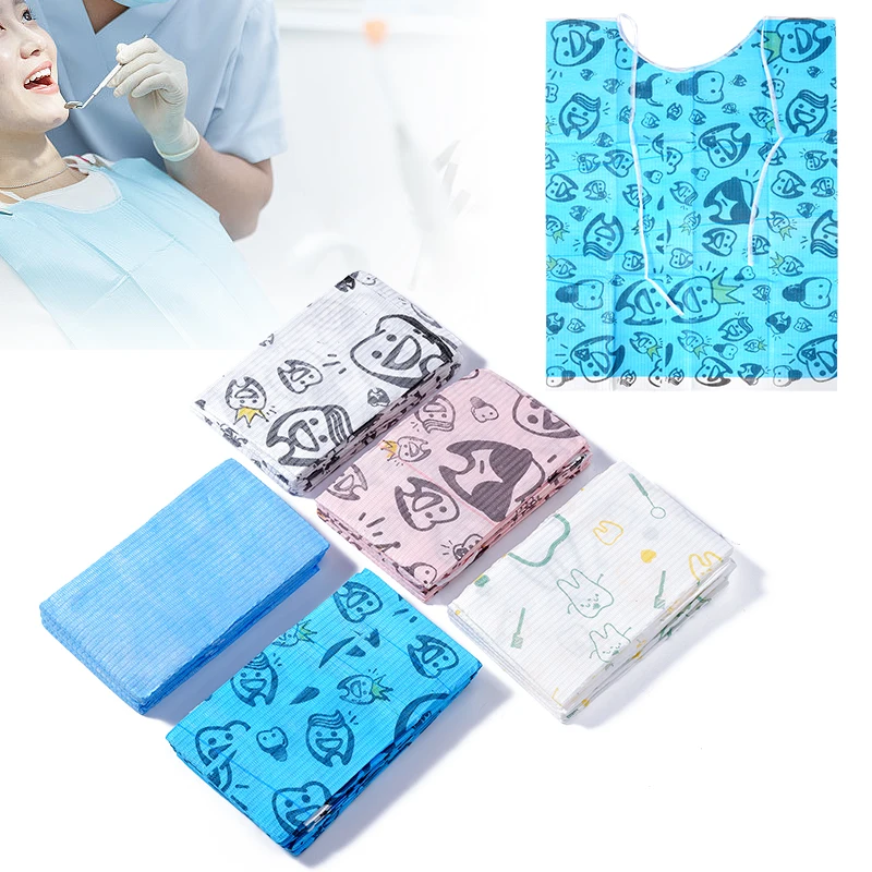 30pcs Dental Disposable Clean Pad Waterproof Medical Paper Neckerchief Dental Paper Scarf Lacing Apron Dentistry Materials