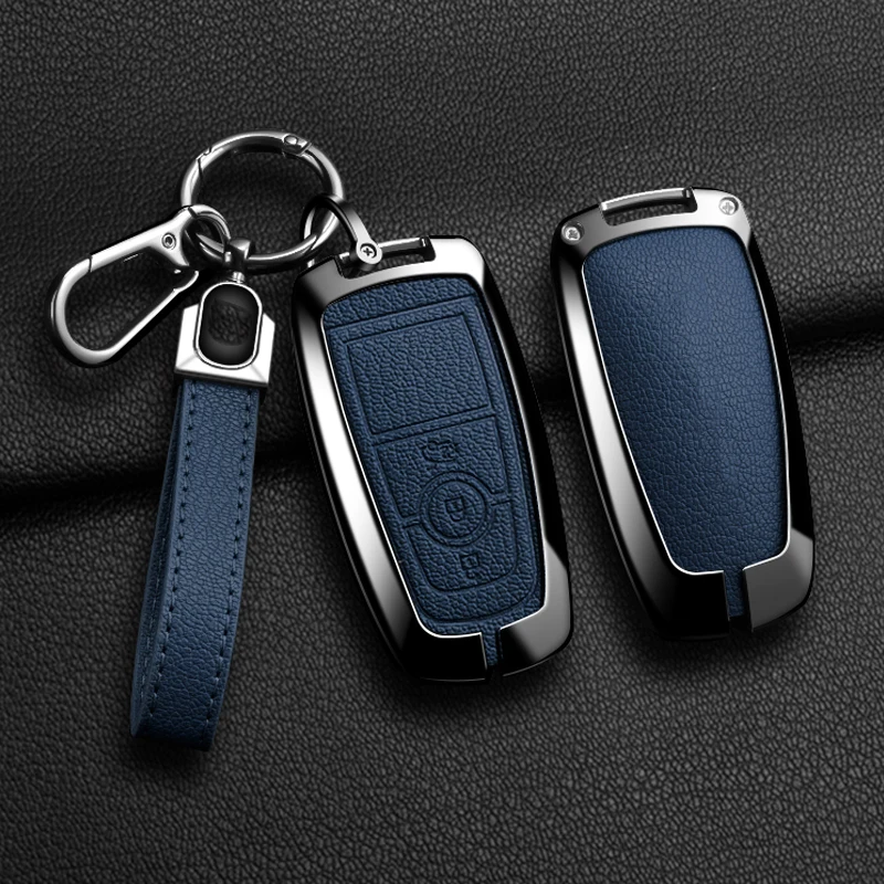 Zinc Alloy Leather Car Key Cover, For Ford Raptor F150 RC Protector Ford F-150 Raptor, Protected Keychain Bag, Car Accessories view 3