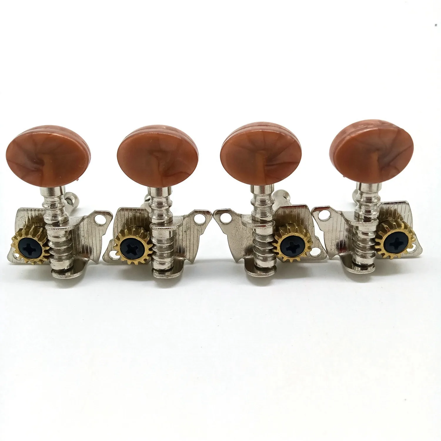 2R2L Metal Ukulele Locking String Tuner Guitar Tuning Peg Machine Head with Brown Head Pegs for Ukulele Guitar Part