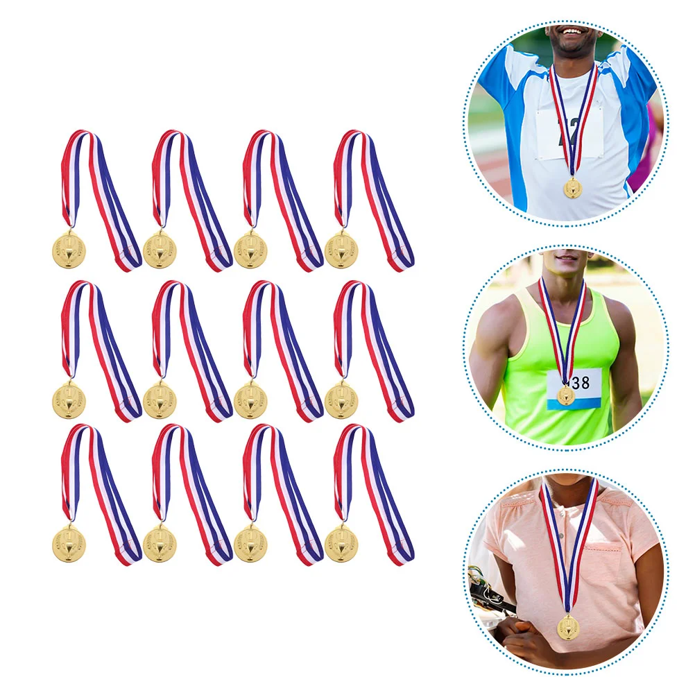 

12 Pcs The Medal Soccer Medals Toy for Awards Kids Key Chain Gold Zinc Alloy School Child