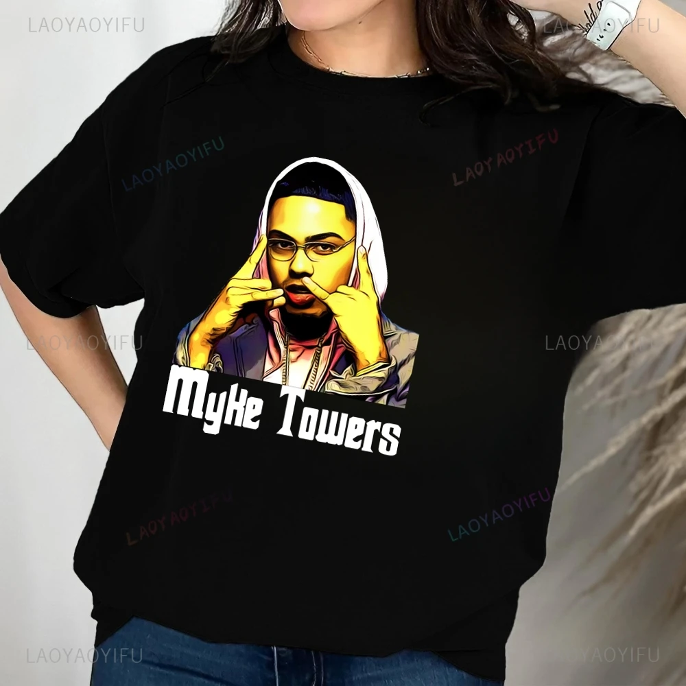 แฟชั่น Rapper MYKE TOWERS หลวมแขนสั้นเสื้อยืด MYKE TOWERS Neutral แนวโน้ม Harajuku Unisex เสื้อกราฟิกเสื้อยืดขนาดใหญ่