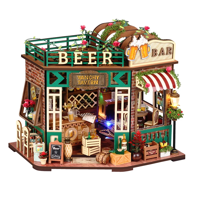 

DIY Casa деревянные миниатюрные кукольные домики, наборы моделей, 3D пазлы, деревянные кукольные домики с мебелью, игрушки для друзей, подарки на день рождения