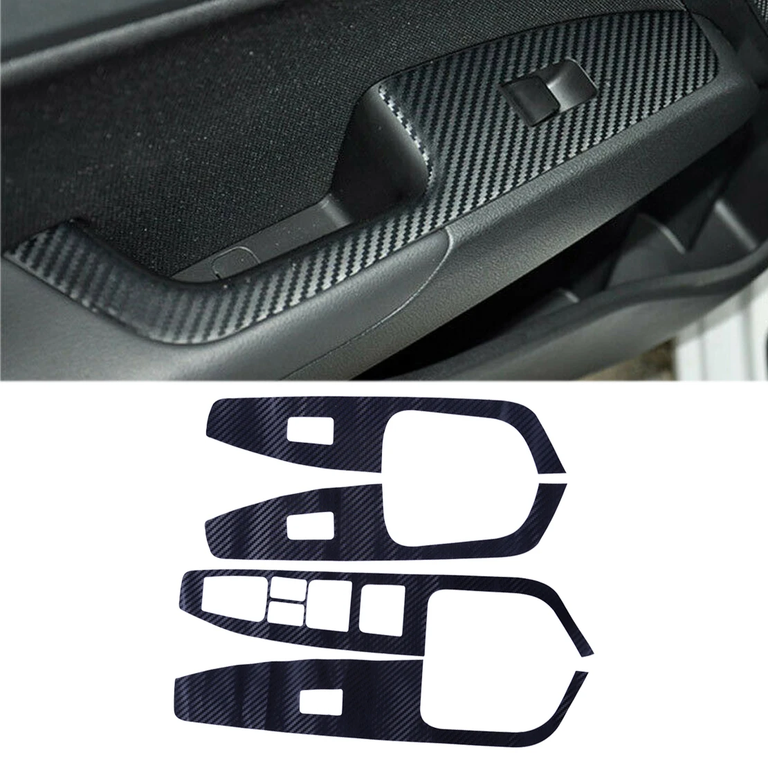 4 teile/satz Carbon Faser Stil Vinyl Tür Fensterheber Schalter Panel Abdeckung Trim Aufkleber Fit für Hyundai Elantra 2017-2019 2020 LHD – Detail 7