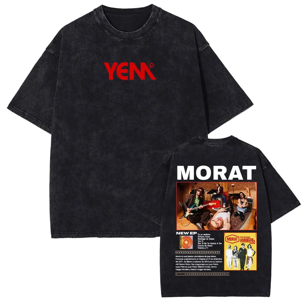 

Рок-группа Morat Asuntos Pendientes 2025 Tour Футболка Мужчины Женщины Мода Хип-Хоп Поп-Музыка Футболки Ретро Промытая Футболка большого размера