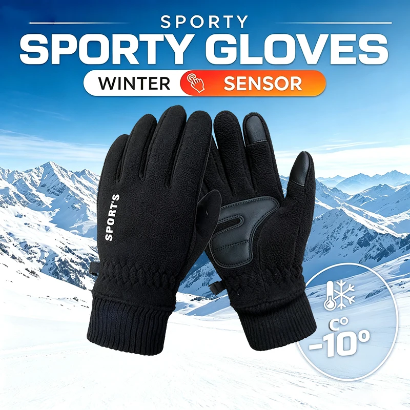 Winter Warm Gloves Touch Screen Windproof Cold Resistant Gloves Running Hiking Skiing Fleece-lined Touchscreen-enabled Gloves