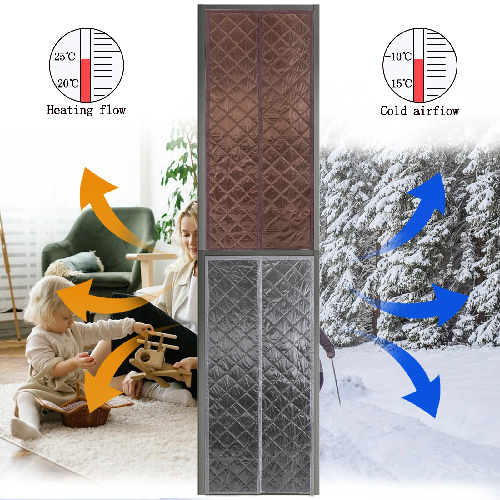 0,95×2,1m Magnetischer Thermoisolierter Türvorhang Türisolationsvorhang Winter-Magnetvorhang zum Warmhalten – Detail 2