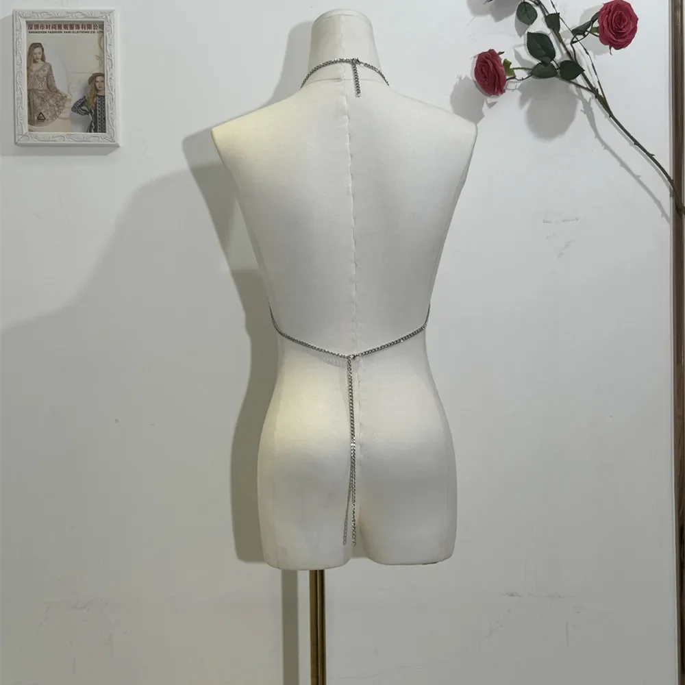 Camisole en pierres précieuses de diamant pour femmes, Sexy, tendance, dos nu, bretelles en chaîne, Bustier en strass, soutien-gorge Rave Sling, haut court