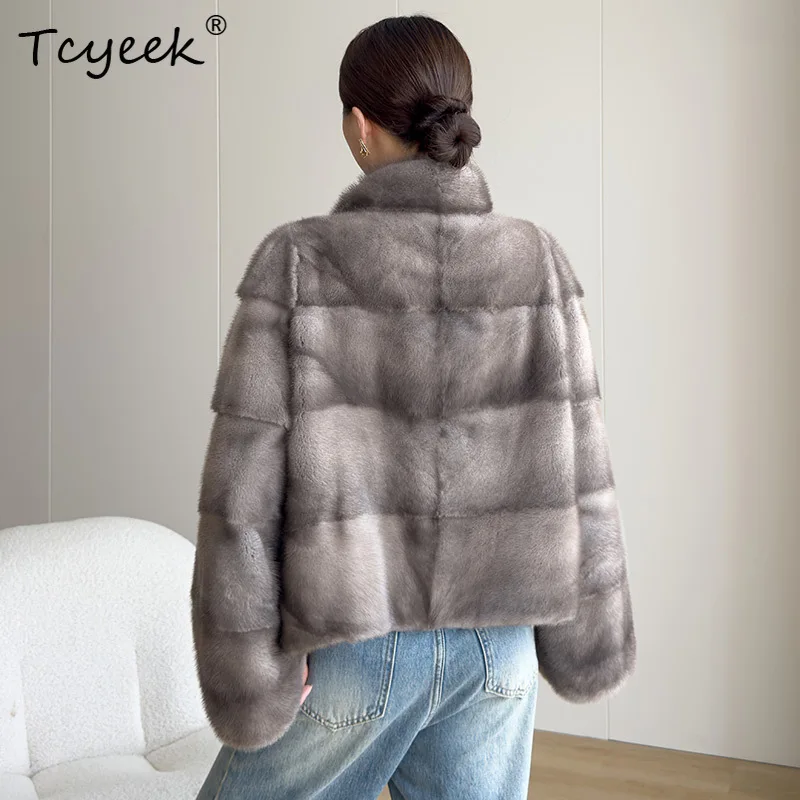 Tcyeek معطف الفرو الحقيقي الطبيعي للنساء 2025 معاطف فرو المنك الكامل جواكت شتوية دافئة ملابس فاخرة أنثى نمط جديد شوبانا Жеenca #5