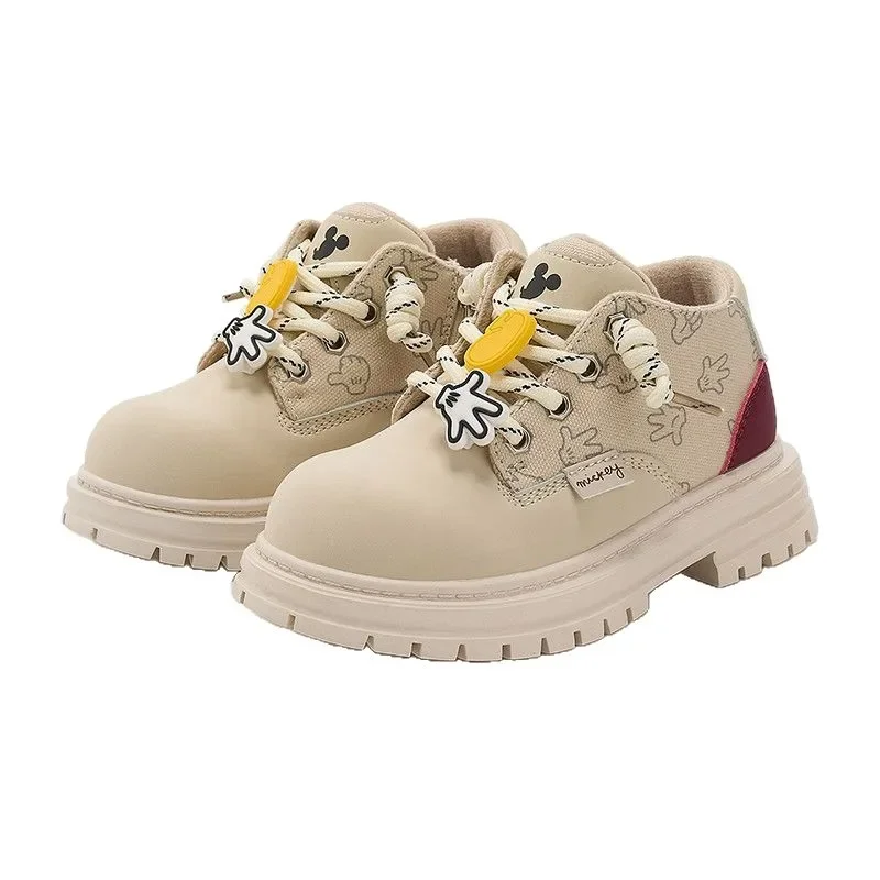 Botas Martin infantis da Disney 2025 primavera/outono – botas amarelas com sola macia antiderrapante para meninos/meninas, versáteis e elegantes