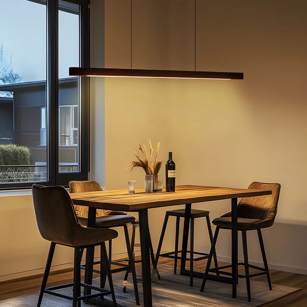 

Modern Black Linear Rectangle Chandelier Kitchen Dining Room Office Pendant Lamp Interior Lighting Design Home Decoration