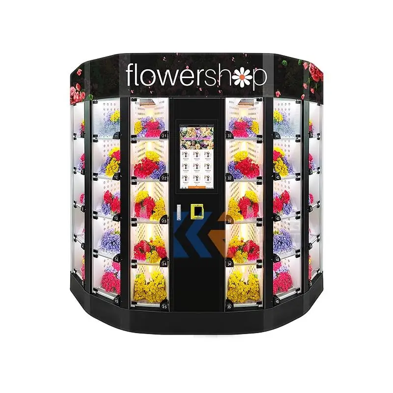 Free Custom Logo 60 Locker Flower Vending Machine Refrigeration Flower Vending Machine