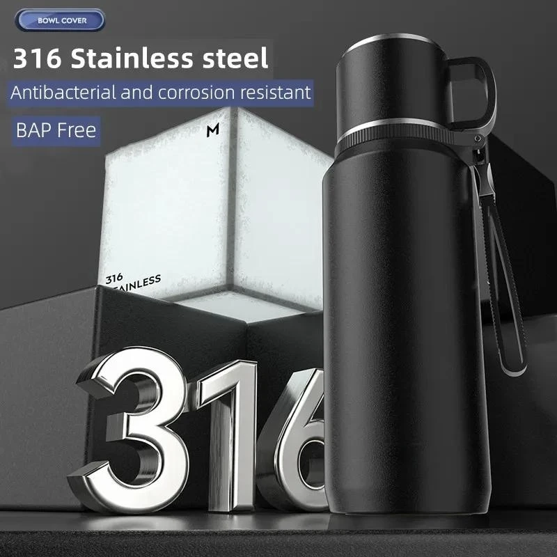 0.8-2.0L Large capacity 316 Stainless Steel Thermos Bottle for Hot Coffee Vacuum Thermal Water Bottle Flasks Double Wall Travel