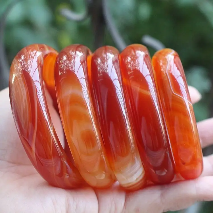 

Браслет из агата, браслет с шелковым узором, красный агат.