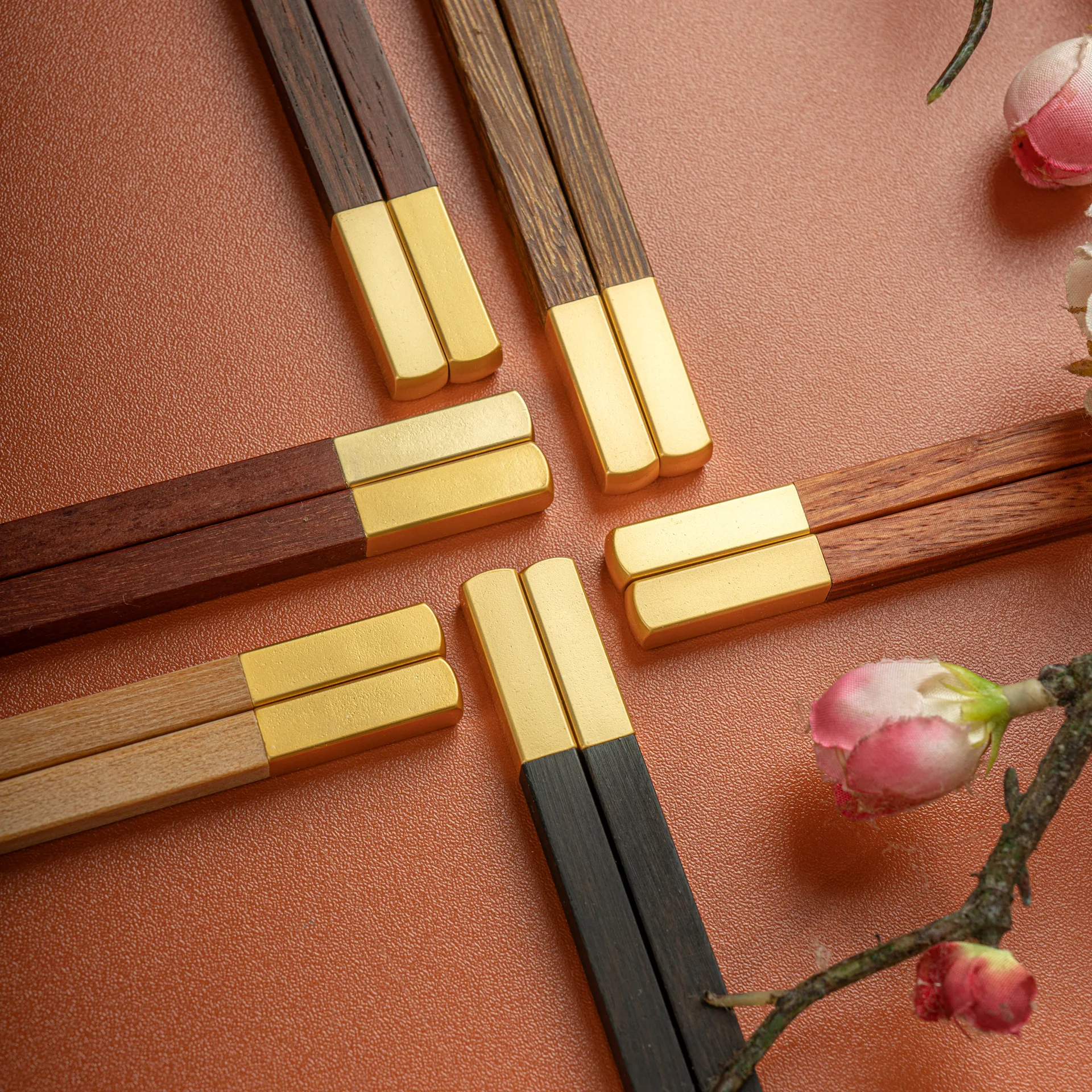 Chinese Rosewood Chopsticks Copper Head High Temp Resistant New Style Home Kitchen Chopsticks for Couple Family