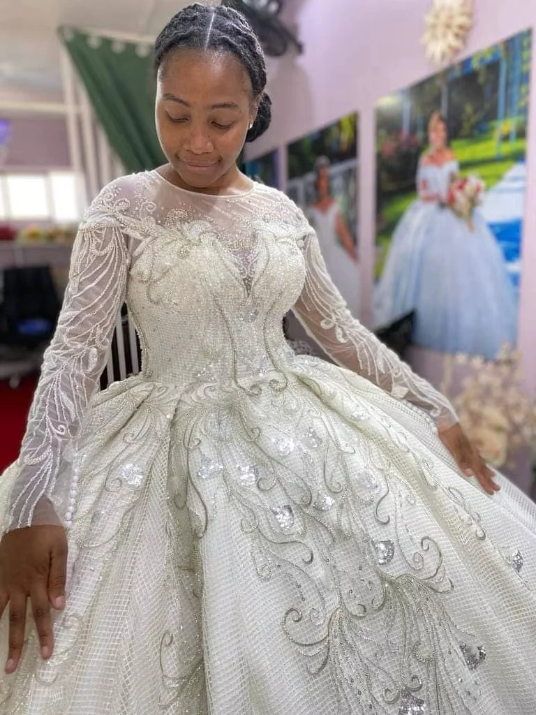 Personalizado estilo árabe vestido de baile vestidos de casamento mangas compridas plus size inchado brilhante vestidos de noiva robe de casamento