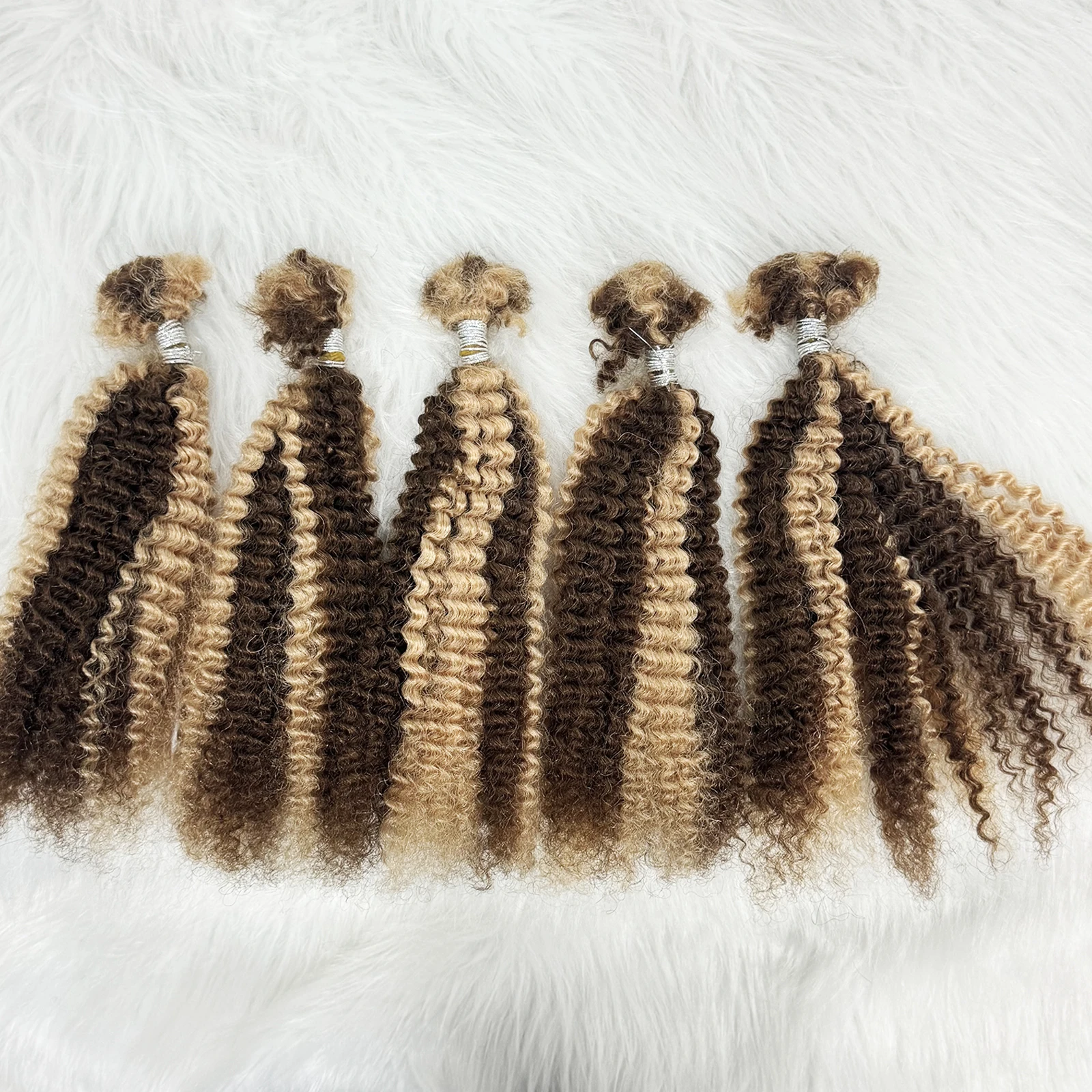 16 Zoll Afro Kinky Curly Echthaar-Bulk für Dreadlocks, Afro Kinky Bulk Echthaar zum Flechten, 30g/Packung, Färbbar – Detail 30