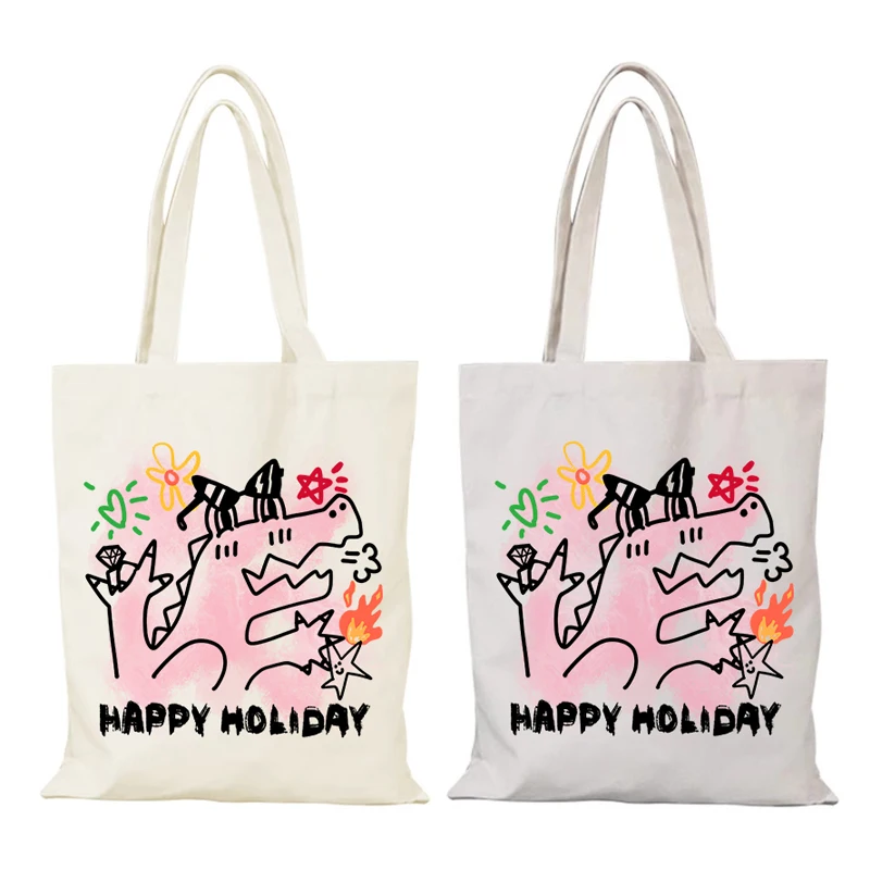 Personalized Bag Cute Canvas Tote Bag Leisure Cartoon Lady Bags New Handbags Women's Handbag Eco Shopper Shopping Beach Cloth