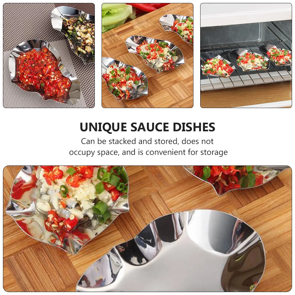 

2 Pcs Stainless Steel Oyster Dishes Reusable Dipping Bowls Sauce Pan Shell Design Heat Resistant Oven Safe Storage Friendly
