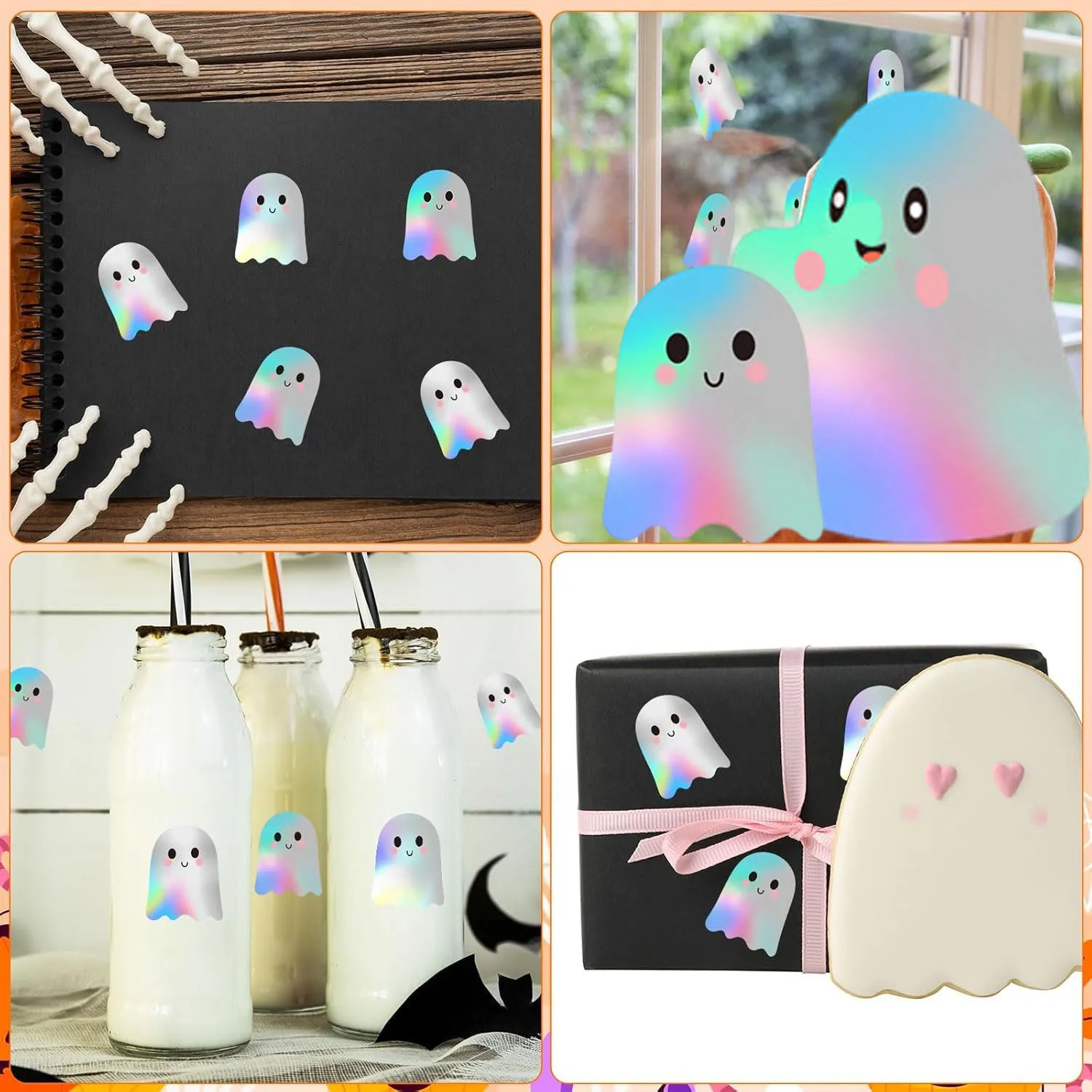 ملصقات شبح الهالوين ليزر لطيف بو شبح ثلاثي الأبعاد ملصق شارات لأجهزة الكمبيوتر المحمول مغلف مجلة ديكور لوازم الحفلات