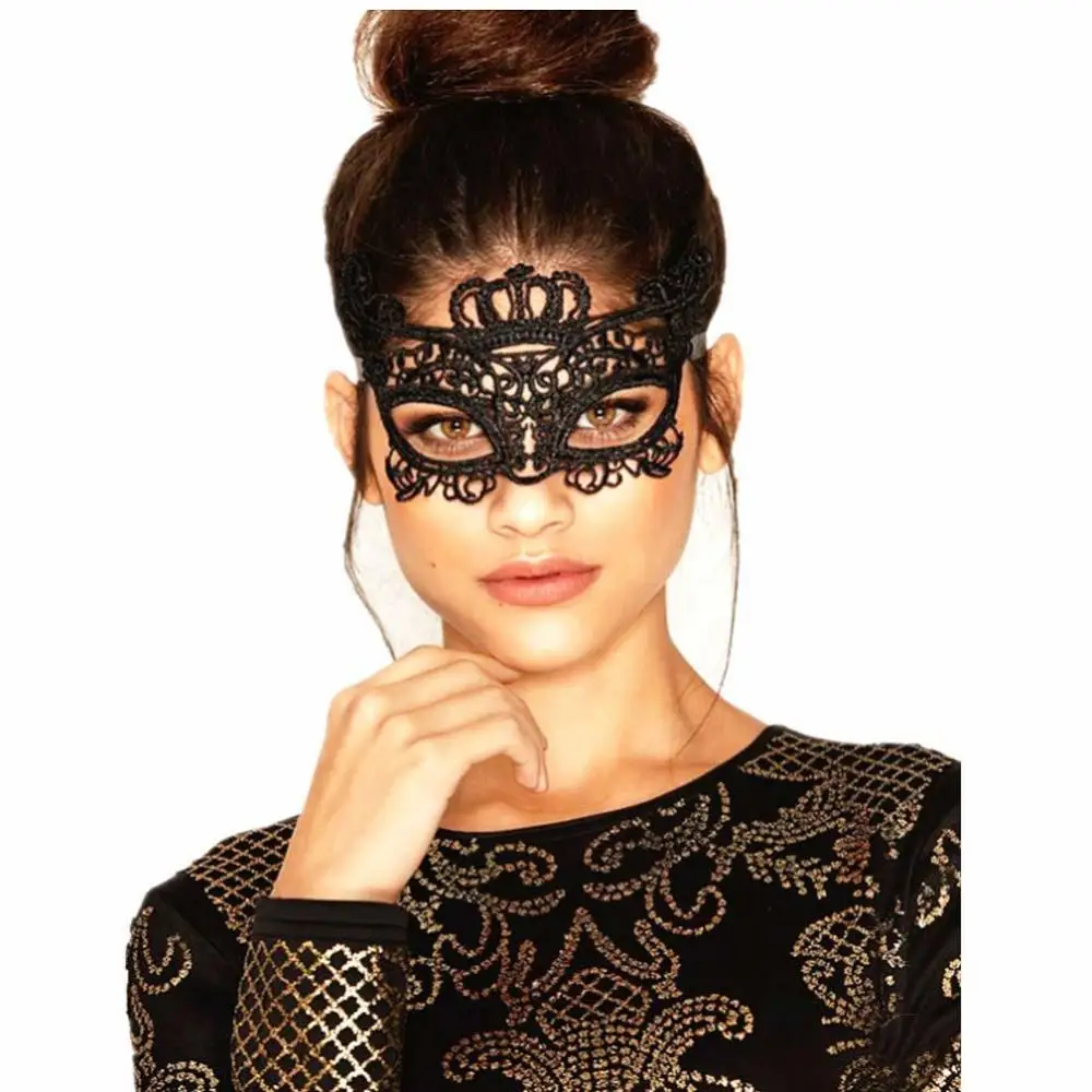 Máscara de encaje de fiesta para mujer, media cara, barra Sexy, con los ojos vendados, para fiesta en club nocturno, vestido de lujo, accesorios de Halloween